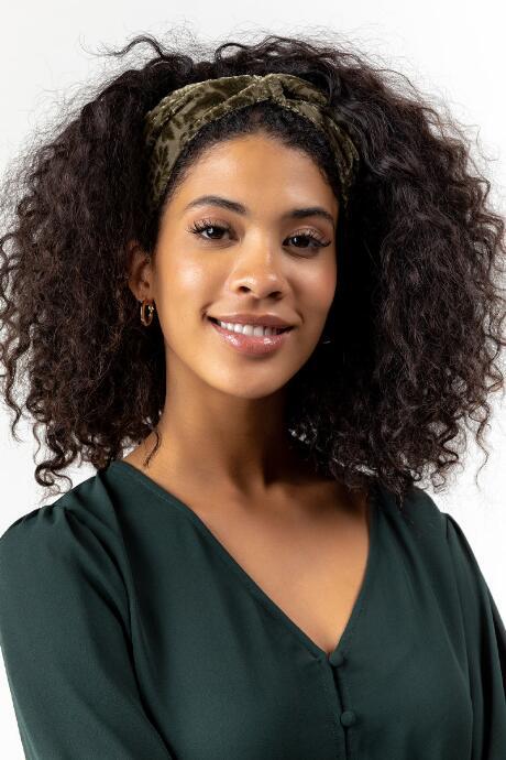 Francesca's Vera Velvet Top Knot Headwrap - Olive