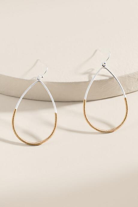 Francesca's Hartley Wire Wrapped Teardrop Earrings - Mixed Plating