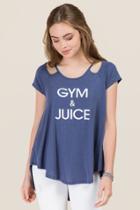 Alya Gym & Juice Cupro Cut Out Graphic Tee - Navy