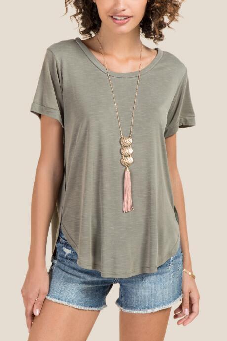 Francesca Inchess Nadine Depp Side Cut Tee - Dark Olive