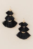 Francesca's Maye Stacked Tassel Earring In Black - Black
