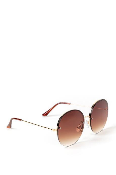 Francesca's Clair Ombre Round Lens Sunglasses - Brown