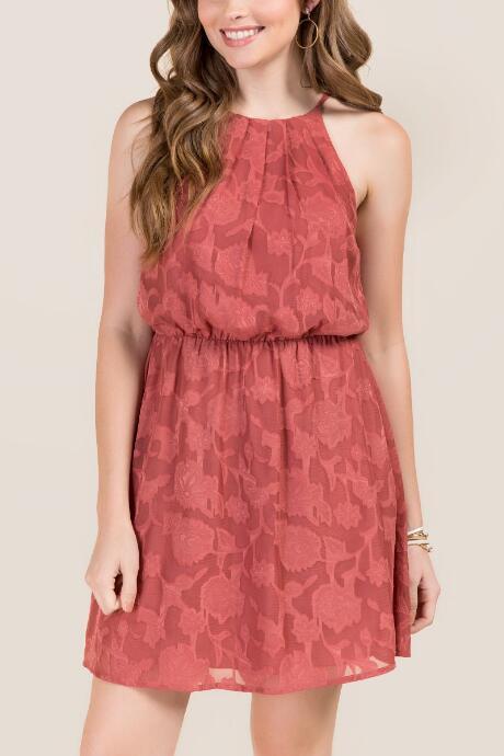Francesca Inchess Zabrina High Neck Dress - Rose