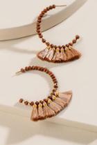 Francesca's Gia Wood Beaded Tassel Earrings - Brown