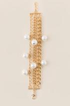 Francesca's Kourtney Pearl Chain Charm Bracelet - Gold