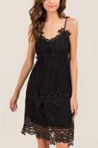Francesca Inchess Daylin Swiss Dot Crochet A-line Dress - Black