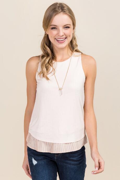 Alya Logan Pleated Hem Tank - Blush