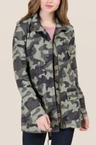 Sneak Peek Roslyn Long Sleeve Camo Anorak - Dark Olive