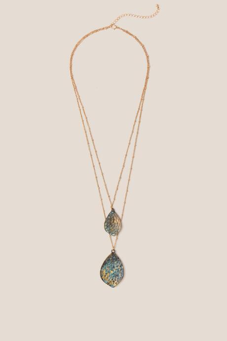 Francesca's Brinlee Layered Marquis Necklace - Turquoise
