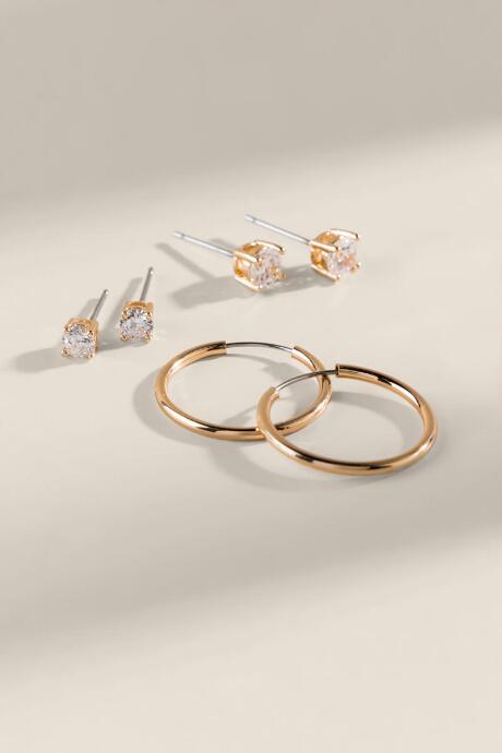 Francesca's Lanai Hoop Earring Set - Crystal