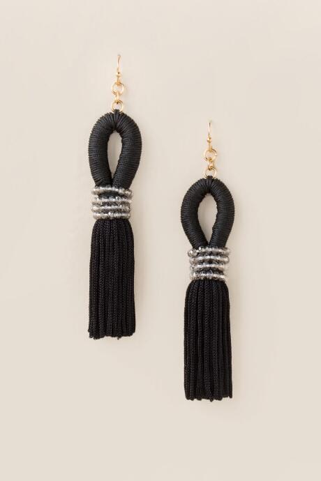 Francesca's Riley Loop Tassel Earring - Black