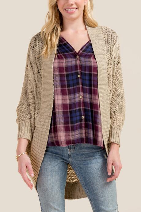 Francesca's Hadley Chunky Cardigan - Taupe