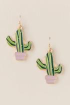 Francesca's Cactus Painted Earrings - Green