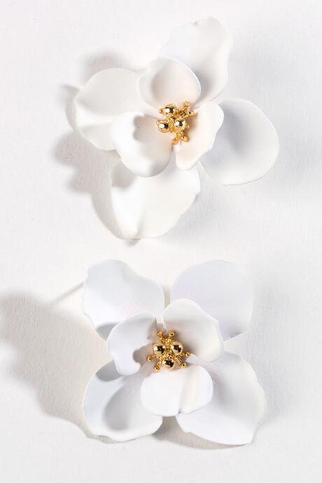 Francesca's Delilah Floral Stud In White - White