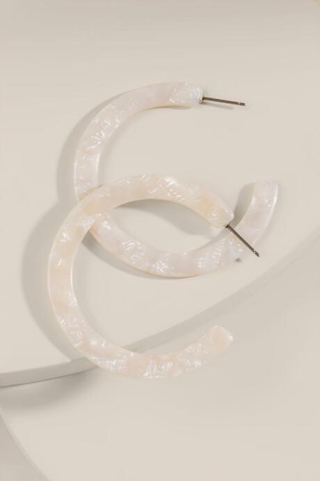 Francesca's Melaney Marble Resin Hoops - Ivory