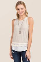 Alya Danya Tassel Knit Layered Tank - Heather Oat
