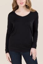Jolie Clothing, Inc. Simone Long Sleeve Cut Out Basic Tee - Black