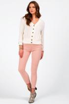 Francesca's Jacklynn Tortoise Button Cardigan - Ivory