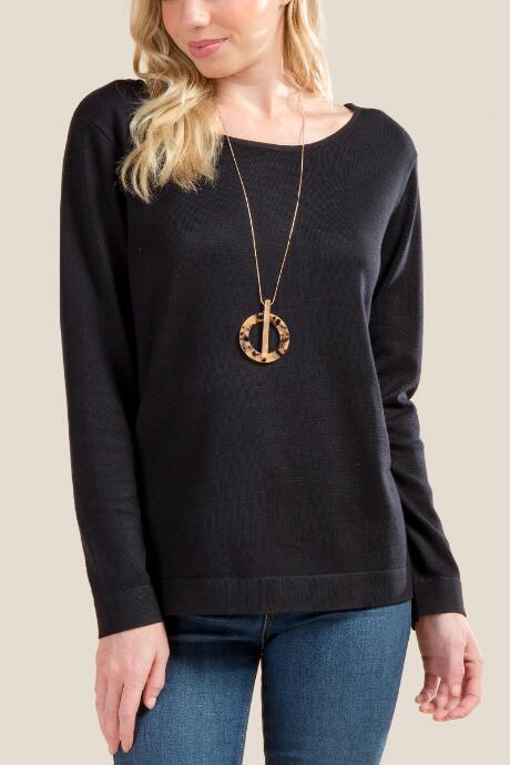 Francesca's Natalie Bow Back Sweater - Black