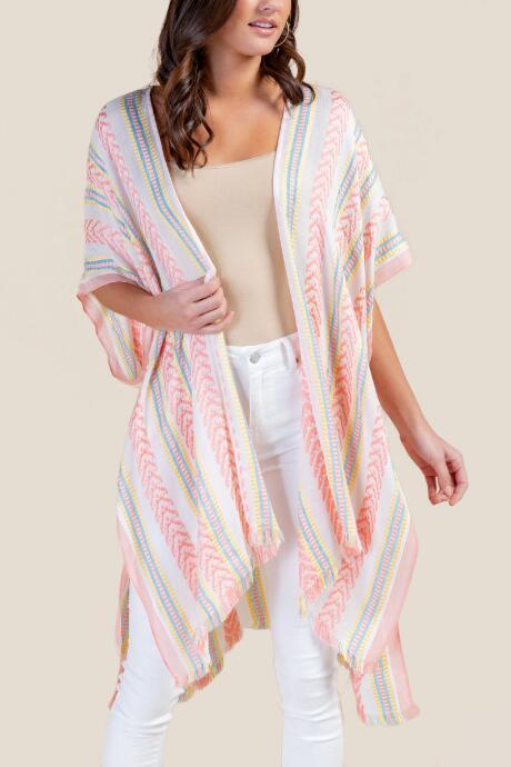 Francesca's Blake Chevron Kimono - Ivory
