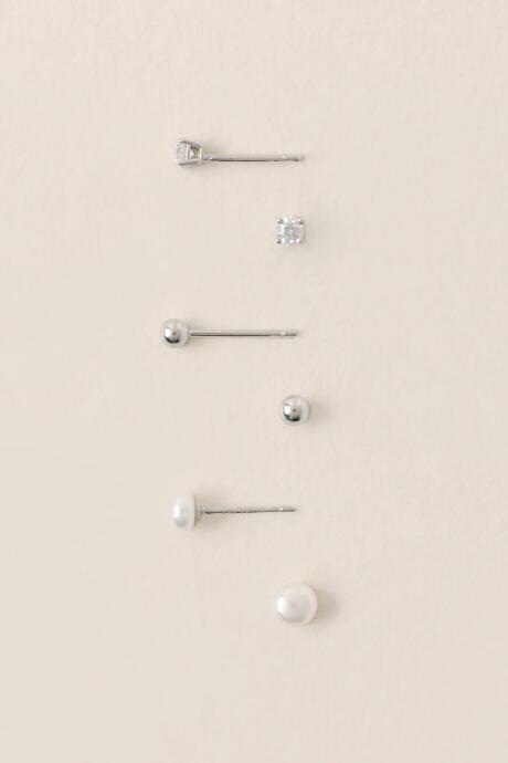 Francesca's Amaya 3mm Cubic Zirconia Stud Earring Set - Silver