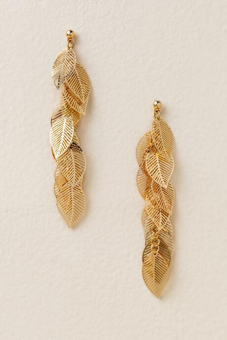 Francesca's Wilson Leaf Drop Earrings In Gold - Gold