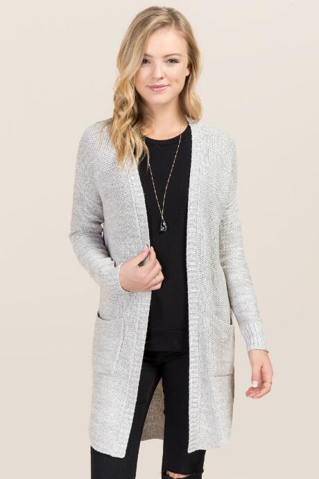 Francesca's Athalia Pocket Sweater Wrap - Heather Gray