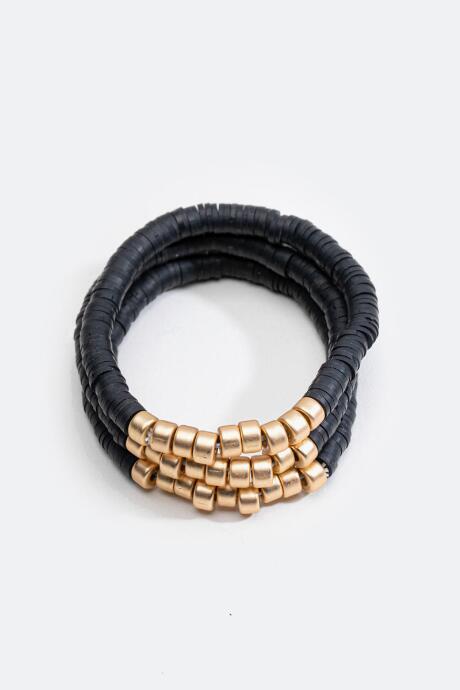 Francesca's Nomi Clay Stretch Bracelet Set In Black - Black