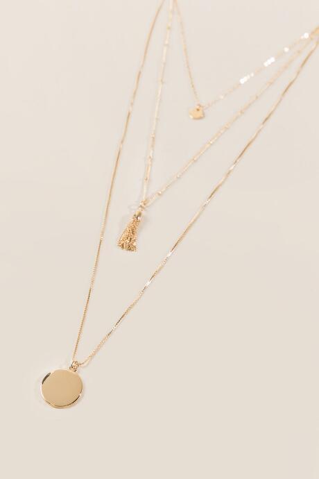 Francesca's Mariposa Gold Coin Layered Necklace - Gold
