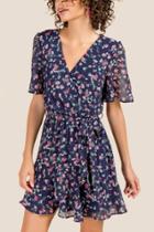 Francesca Inchess Jada Garden Floral Wrap Dress - Navy