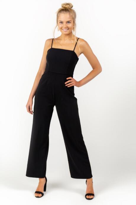 Francesca's Dalore Square Neck Jumpsuit - Black