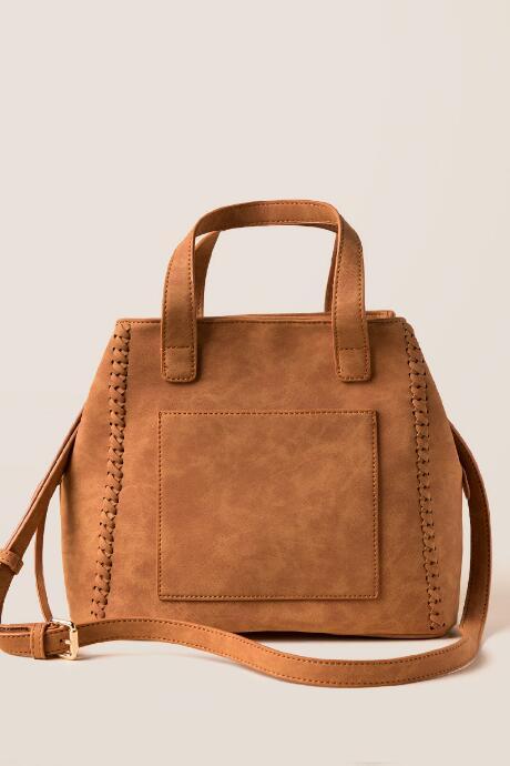 Francescas Gianna Whipstitched Side Satchel - Cognac