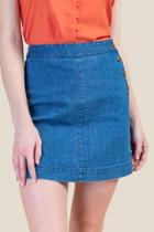 Francesca Inchess Emmaline Side Button Mini Skirt - Medium Wash