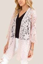 Francesca Inchess Billey Quarter Sleeve Eyelash Lace Wrap - Blush