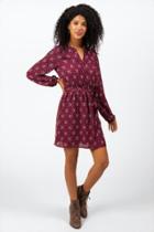 Francesca's Nakita Scarf Print Dress - Burgundy