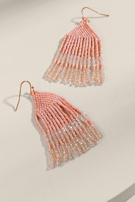 Francesca's Rylee Beaded Tassel Drop Earrings - Blush