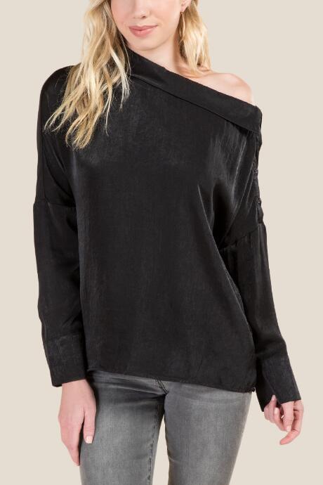 Francesca's Larina Off Shoulder Blouse - Black