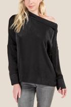 Francesca's Larina Off Shoulder Blouse - Black