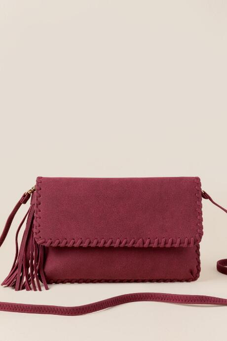 Francesca's Alix Whipstitch Clutch Crossbody - Burgundy