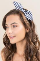 Francesca Inchess Philippa Bow Headband In Striped - Navy