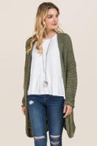 Blue Rain Mei Boucle Split Back Cardigan - Olive