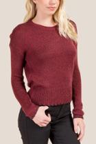 Francesca's Carrie Whipstich Cropped Sweater - Wine
