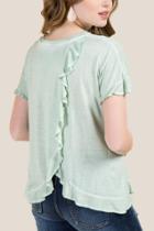 Francesca's Grace Ruffle Cross Back Short Sleeve Top - Mint