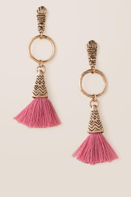 Francesca's Jaylah Linear Tassel Earrings - Mauve