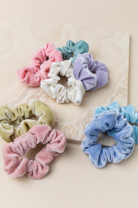 Francescas Adeline Velvet Scrunchie Set - Blue
