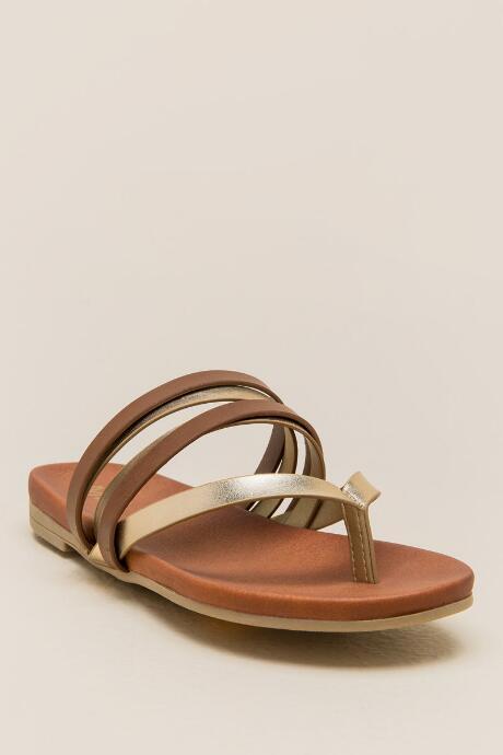 Mia Flow Two Tone Strappy Sandal - Cognac