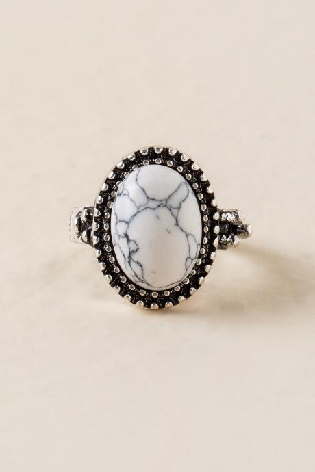 Francesca Inchess Cyrene Howlite Stone Ring - Navy