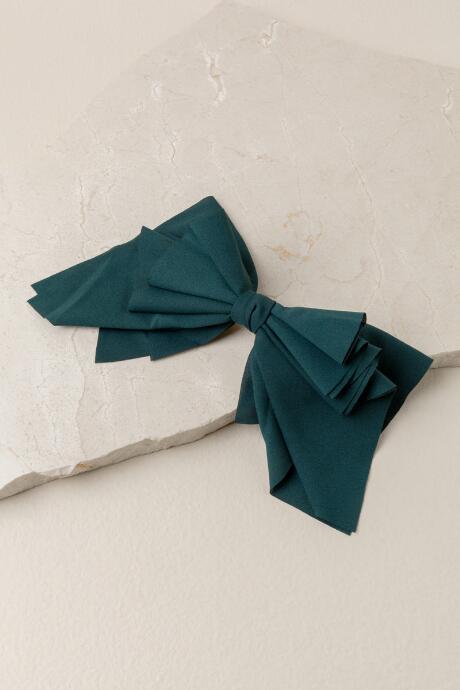Francesca's Nanette Barrette Bow In Forest Green - Forest