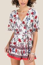 Francesca Inchess Deka Short Sleeve Floral Romper - White
