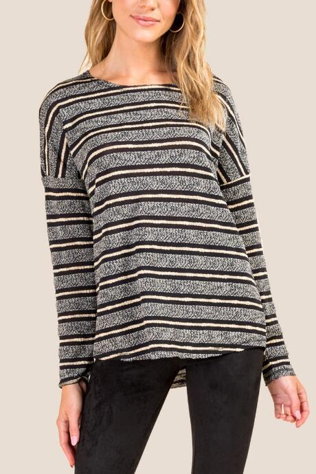 Francesca's Jenessa Striped Knit Top - Black